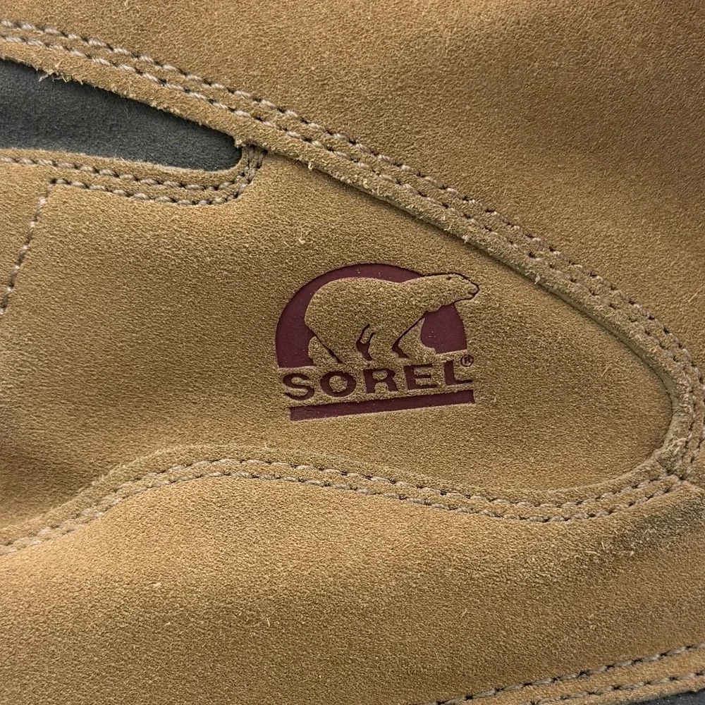 Sorel Winter Boots Men Size 15 Boots Tan Black Waterproof Suede Rubber Duck